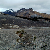 Post-glacial moraine in the Rocky Mountains in Canada. This area was under a glacier just over a hundred years ago.