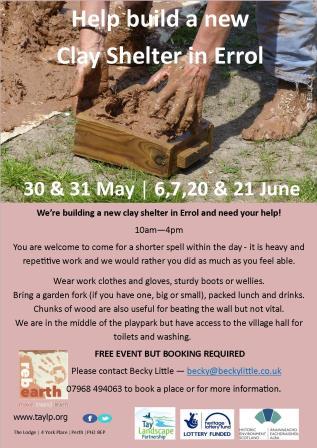 Make it in Mud! Help build a new clay shelter in Errol in May & June