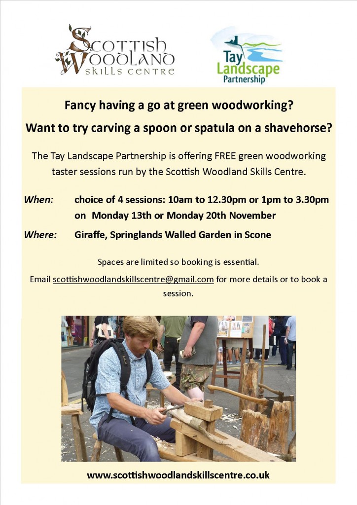 FREE Green Woodworking Sessions – Carve a Spoon or Spatula – 20 November 2017 – Scone – Spaces available in the afternoon